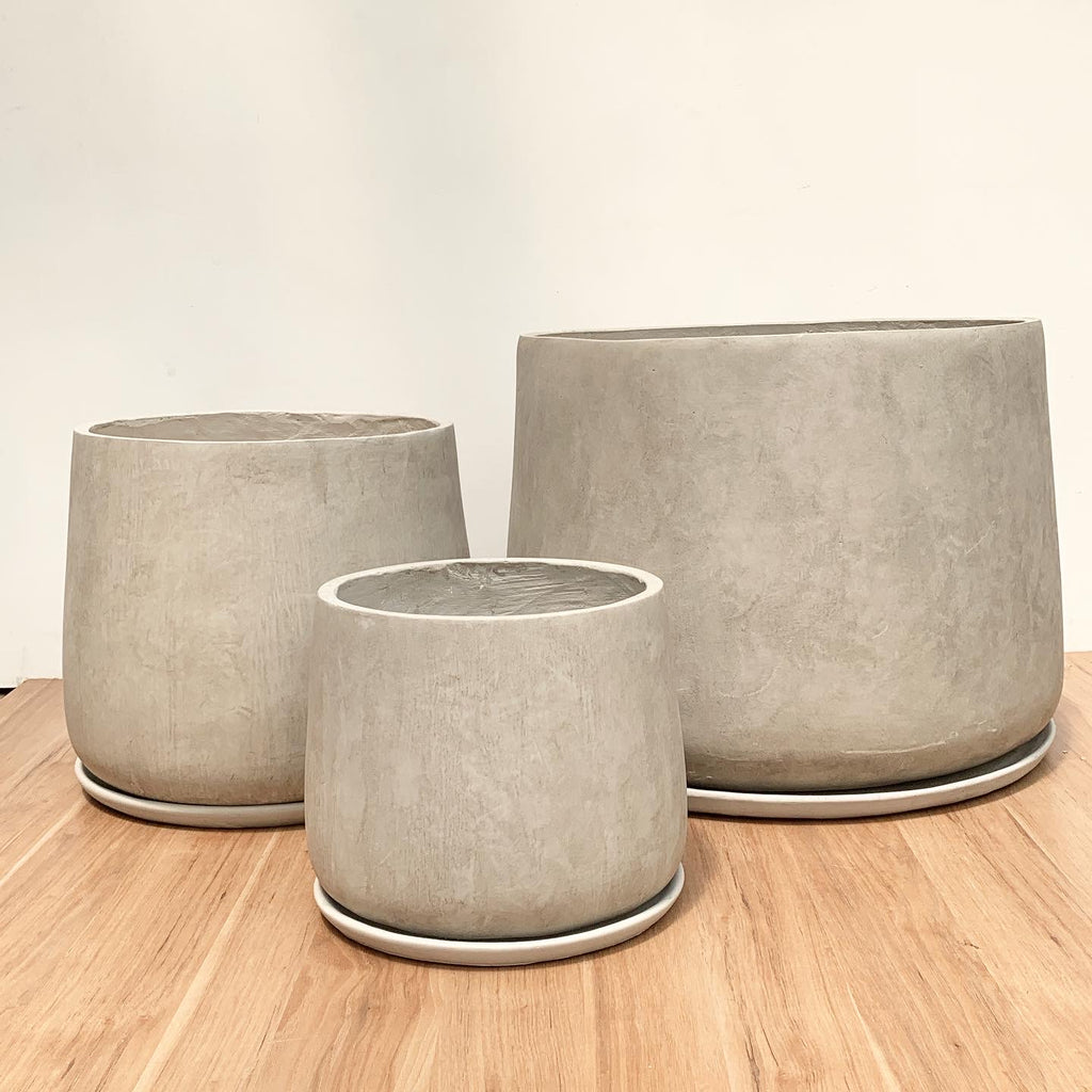 Macetero oval fibra concreto